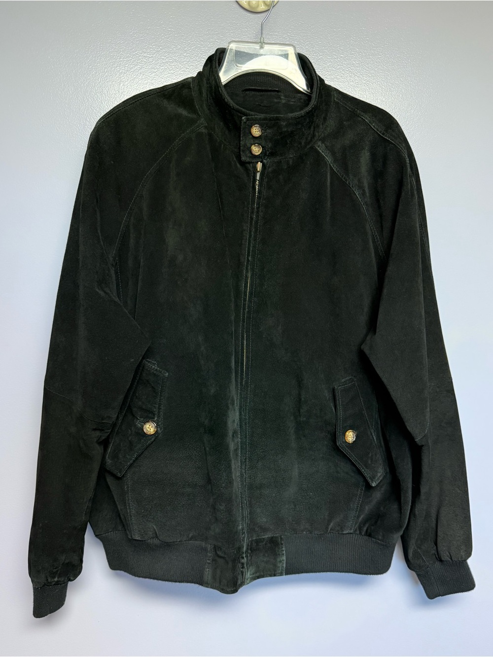 Vintage Orvis Black Suede Zip-Up Bomber Jacket men’s size L